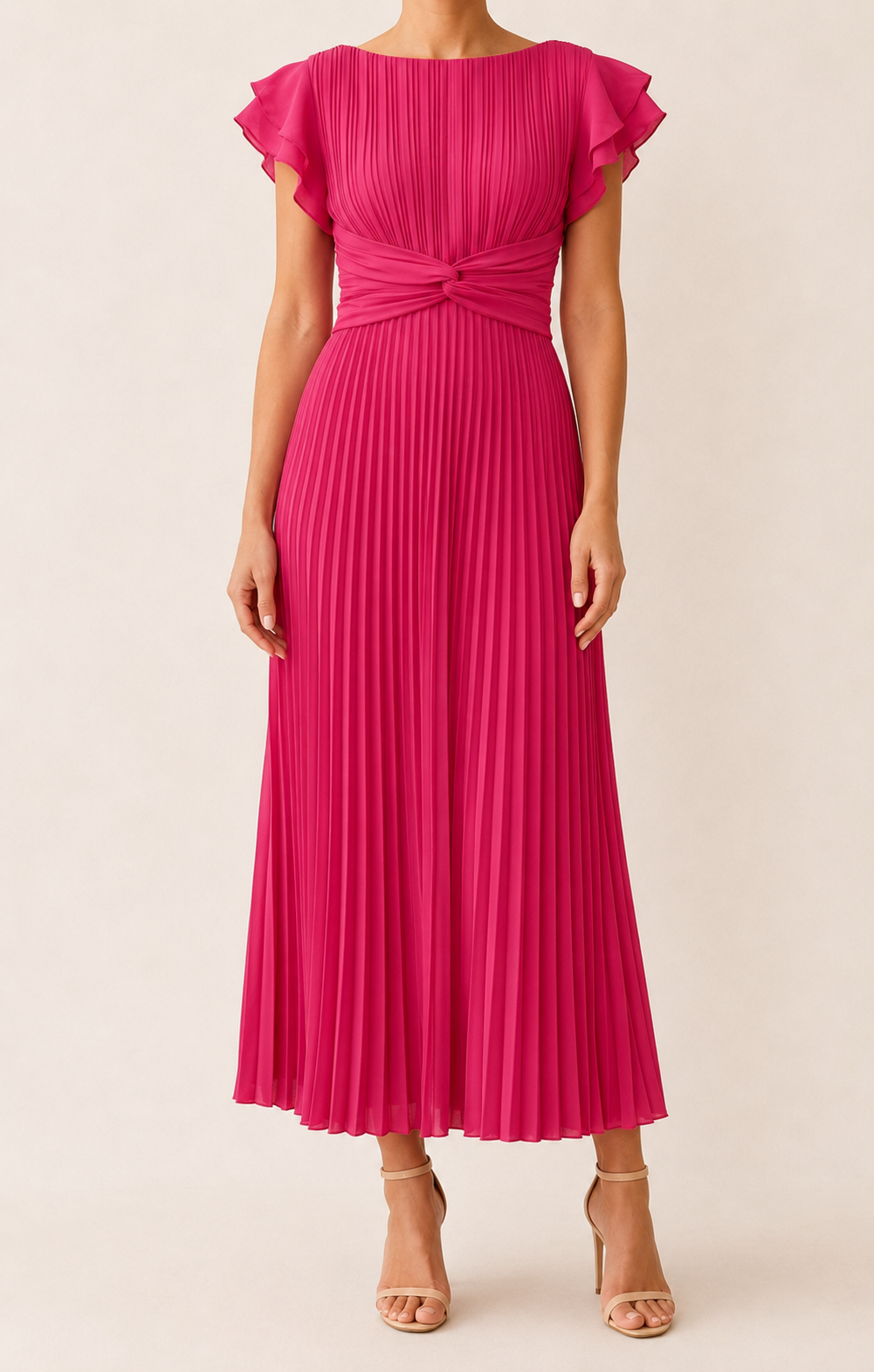 Victoire | Robe longue plissée à taille nouée