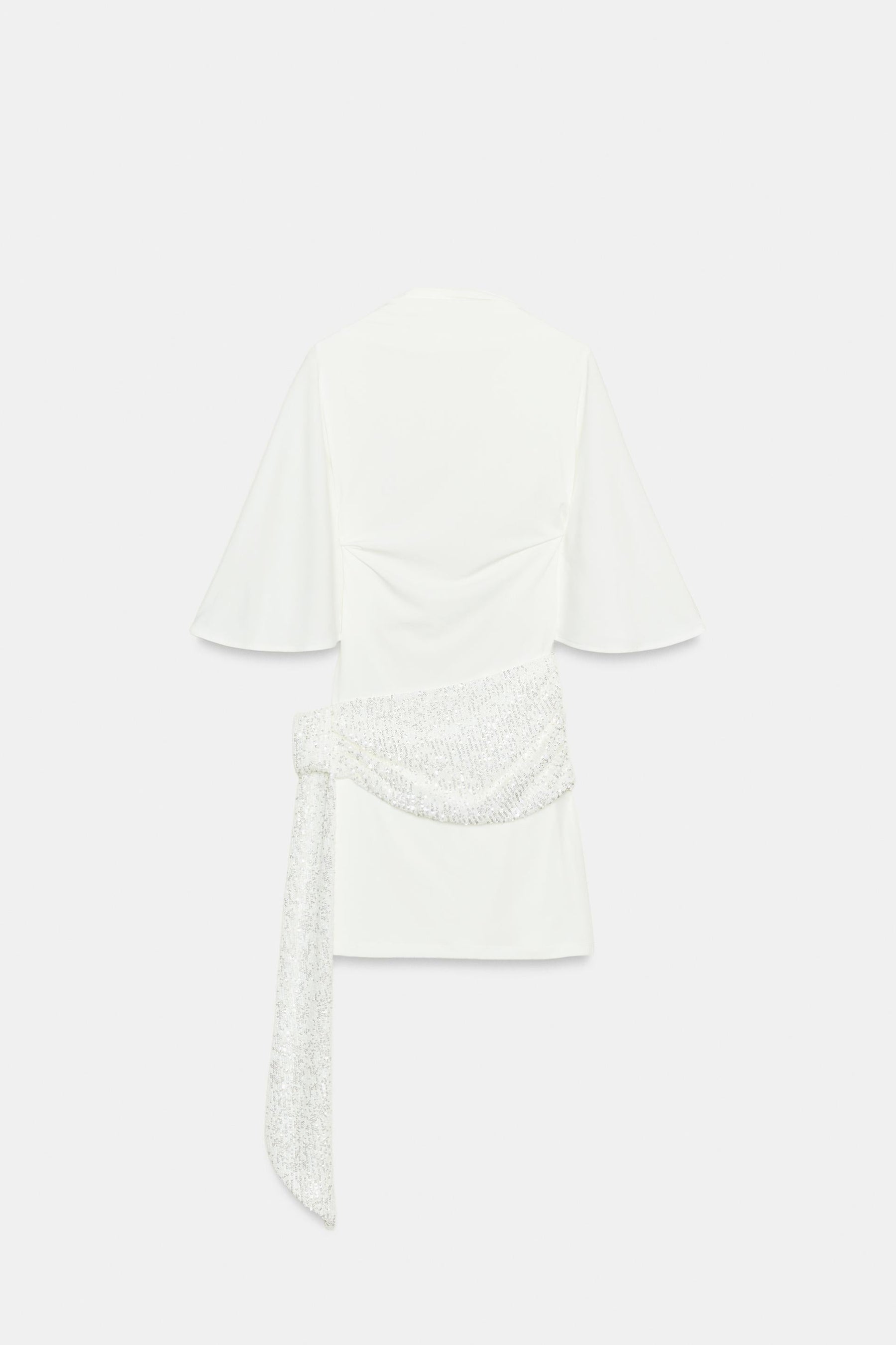 Céleste | Robe Mini à Paillettes et Manches Évasées