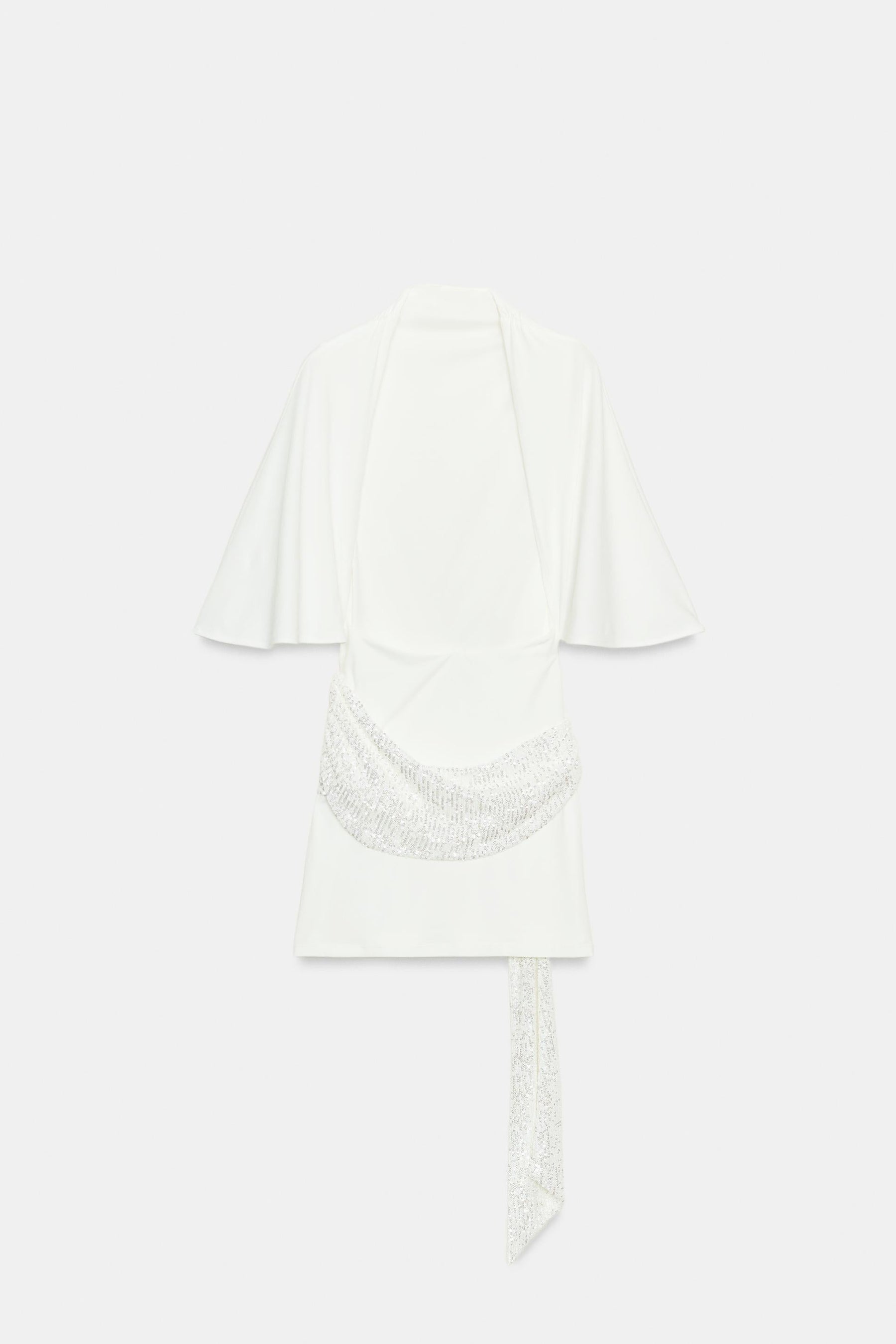 Céleste | Robe Mini à Paillettes et Manches Évasées