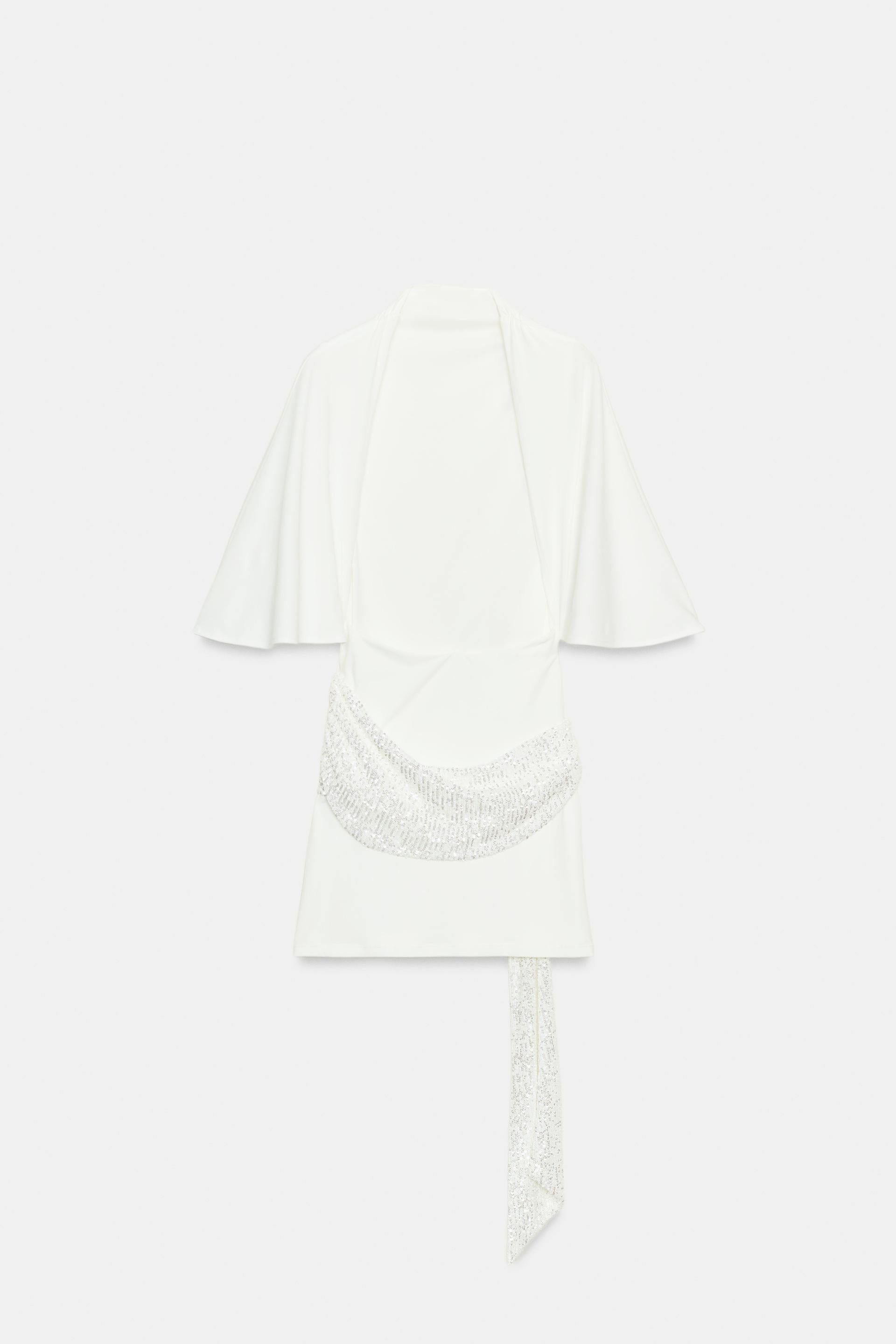 Céleste | Robe Mini à Paillettes et Manches Évasées