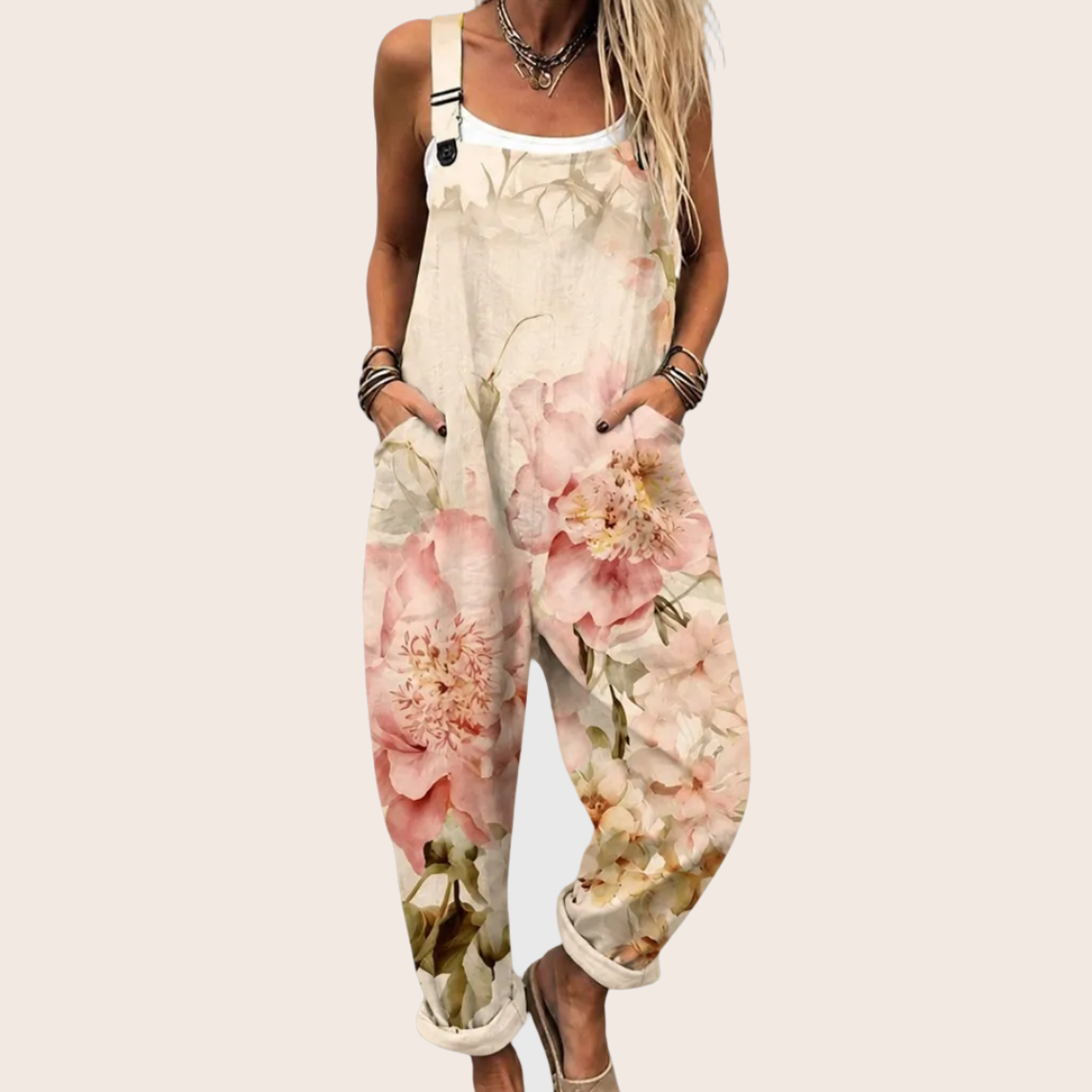 Rosalie | Salopette fluide à imprimé floral poudré