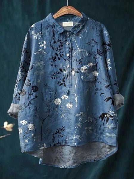 Lila | Chemise Fleurie à Base Plongeante