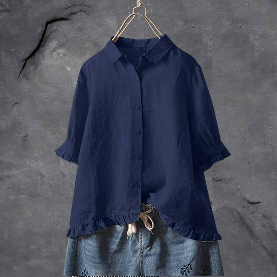 Sophia | Chemise en Lin à Volants aux Poignets et à l'Ourlet
