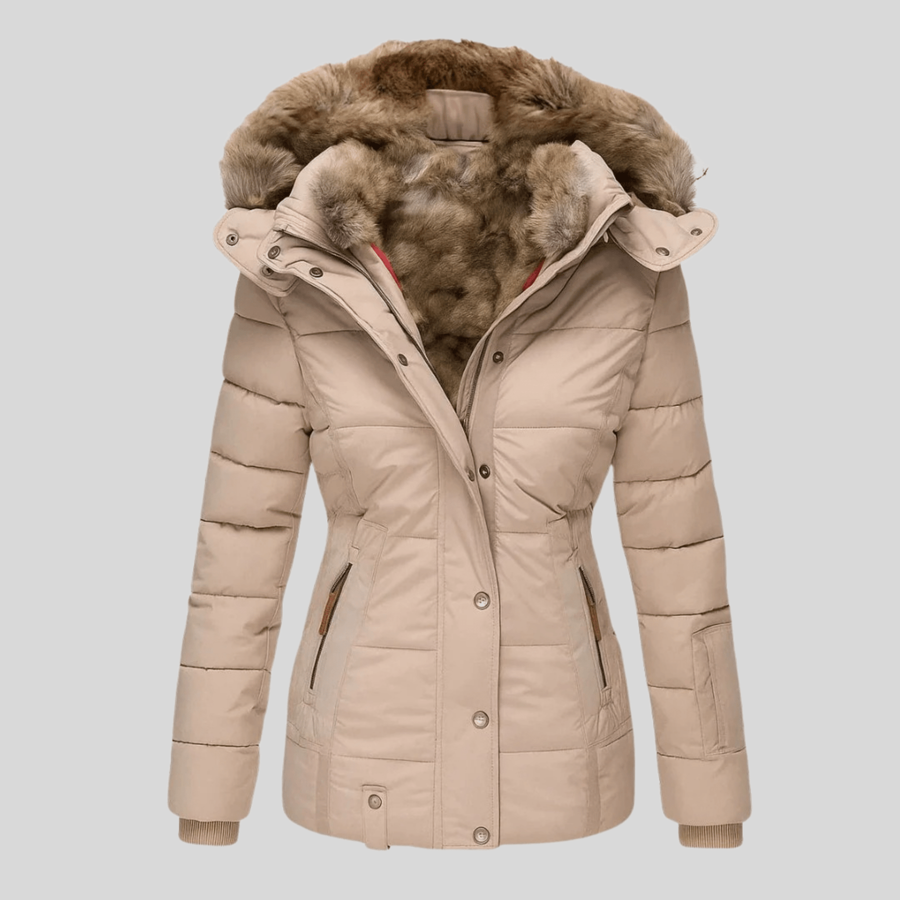 Rosalie | Manteau Chaud à Capuche Bordée de Fourrure