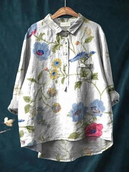 Lila | Chemise Fleurie à Base Plongeante