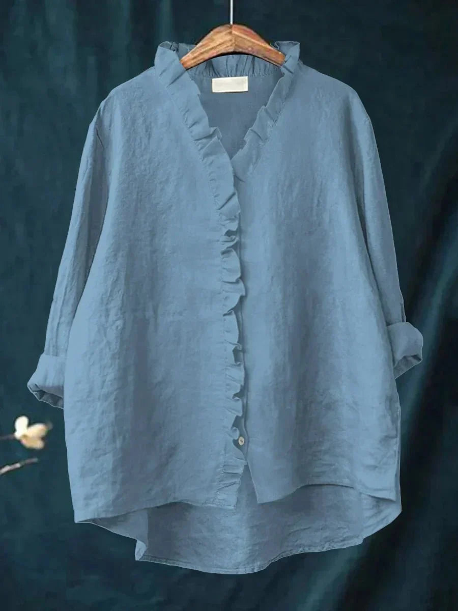 Sanela | Chemise en Coton et Lin à Volant
