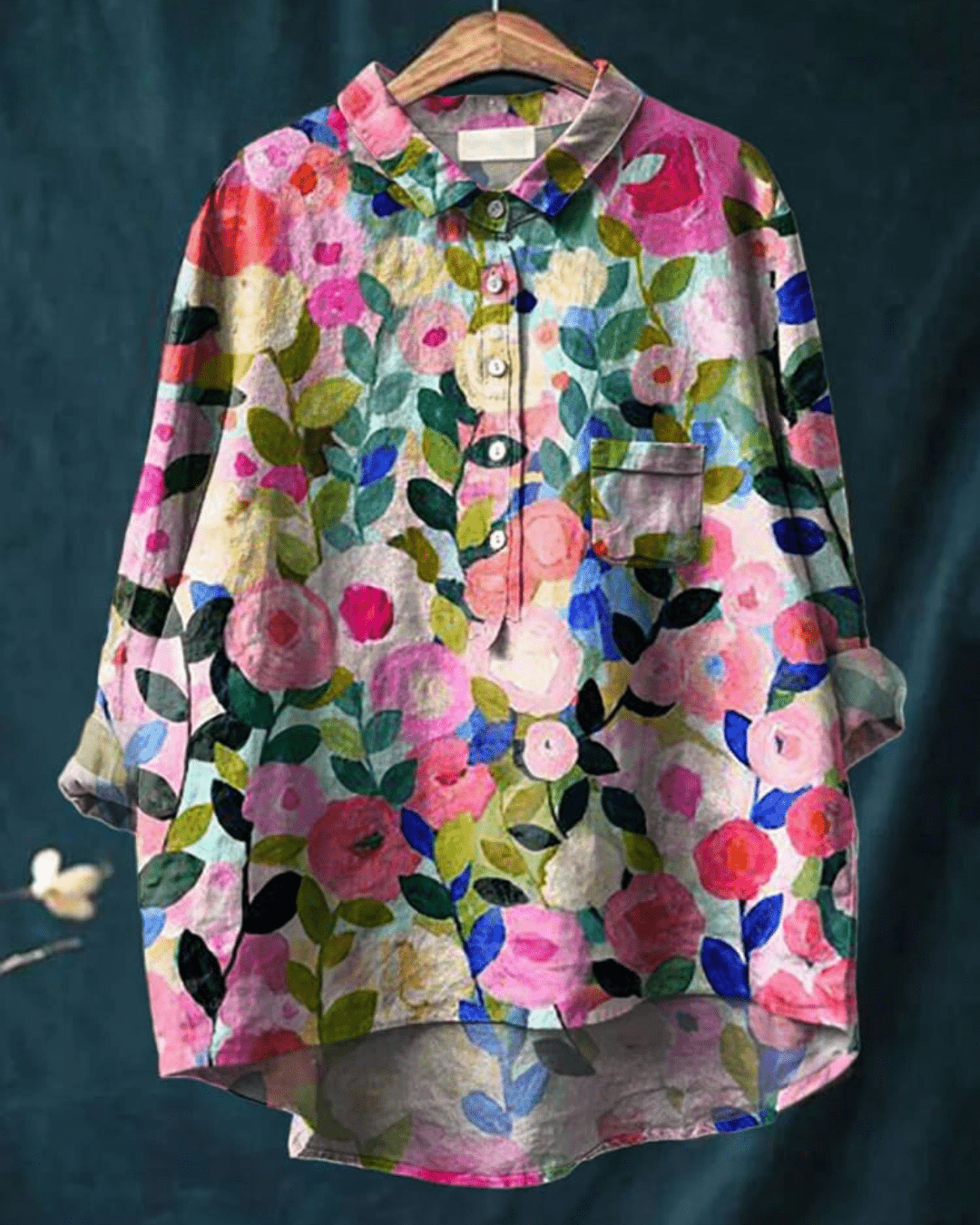 Lila | Chemise Fleurie à Base Plongeante