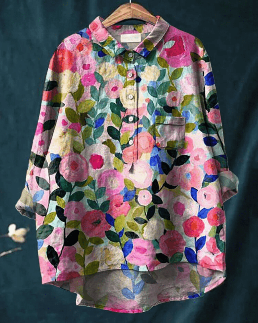 Lila | Chemise Fleurie à Base Plongeante