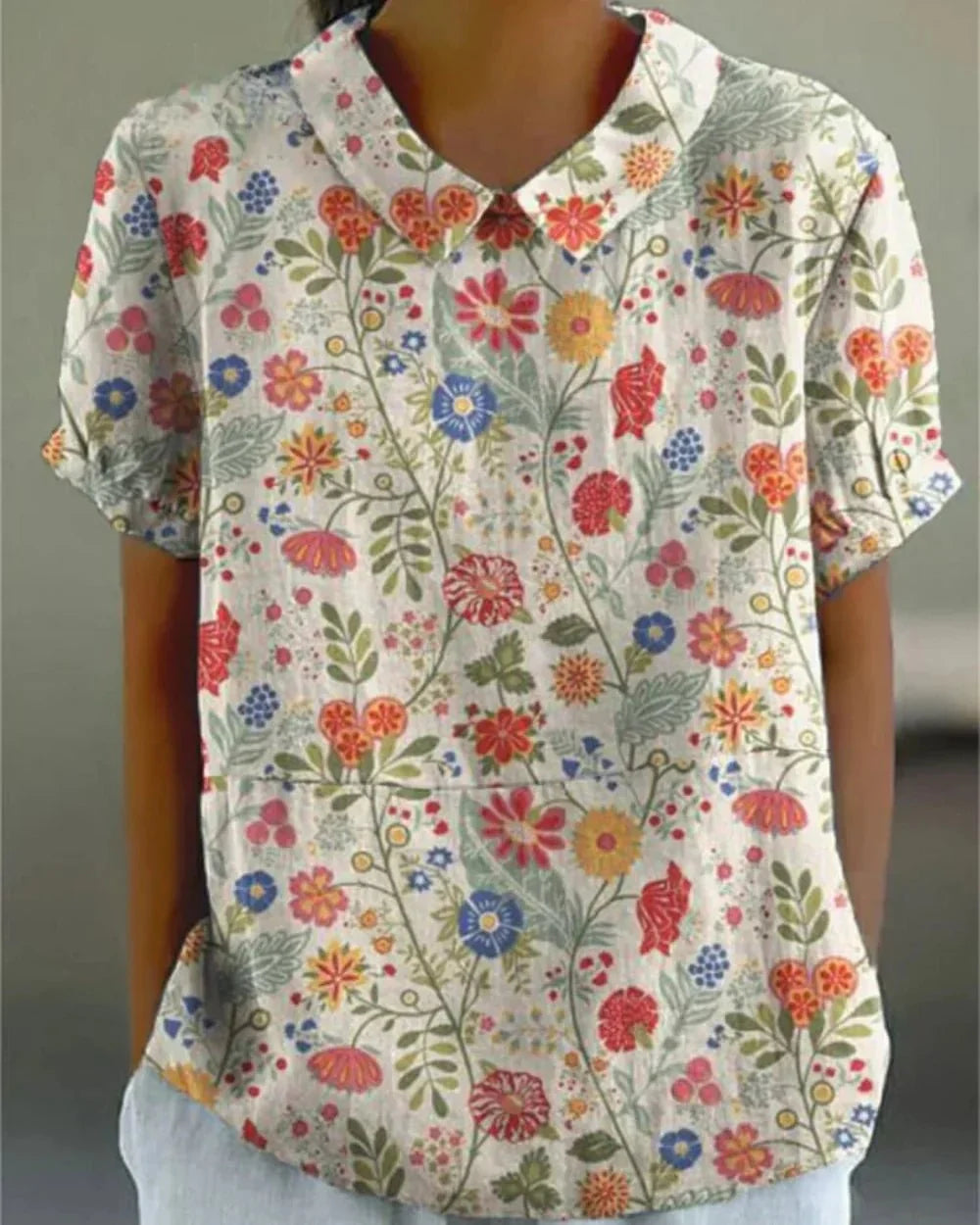 Joanne | Blouse Fleurie à Col Claudine