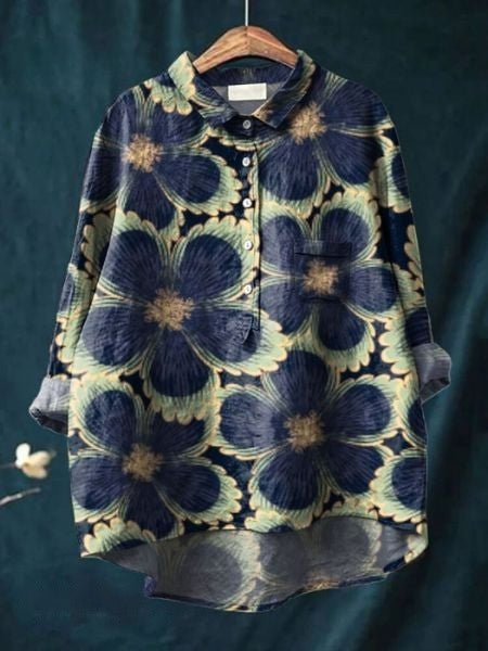 Lila | Chemise Fleurie à Base Plongeante