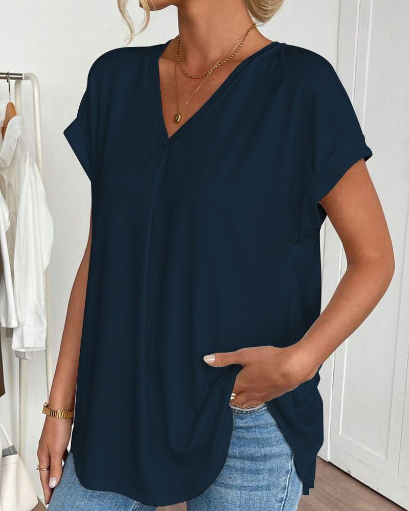 Estella | Top Ample à Col V et Manches à Revers