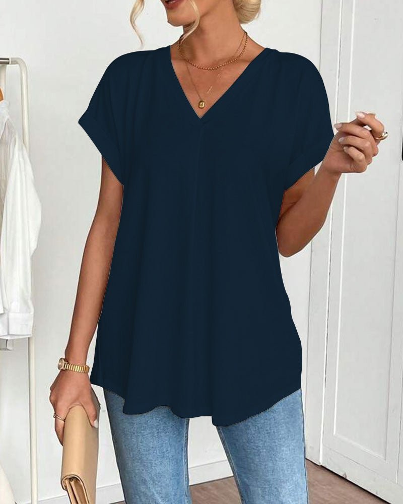 Estella | Top Ample à Col V et Manches à Revers