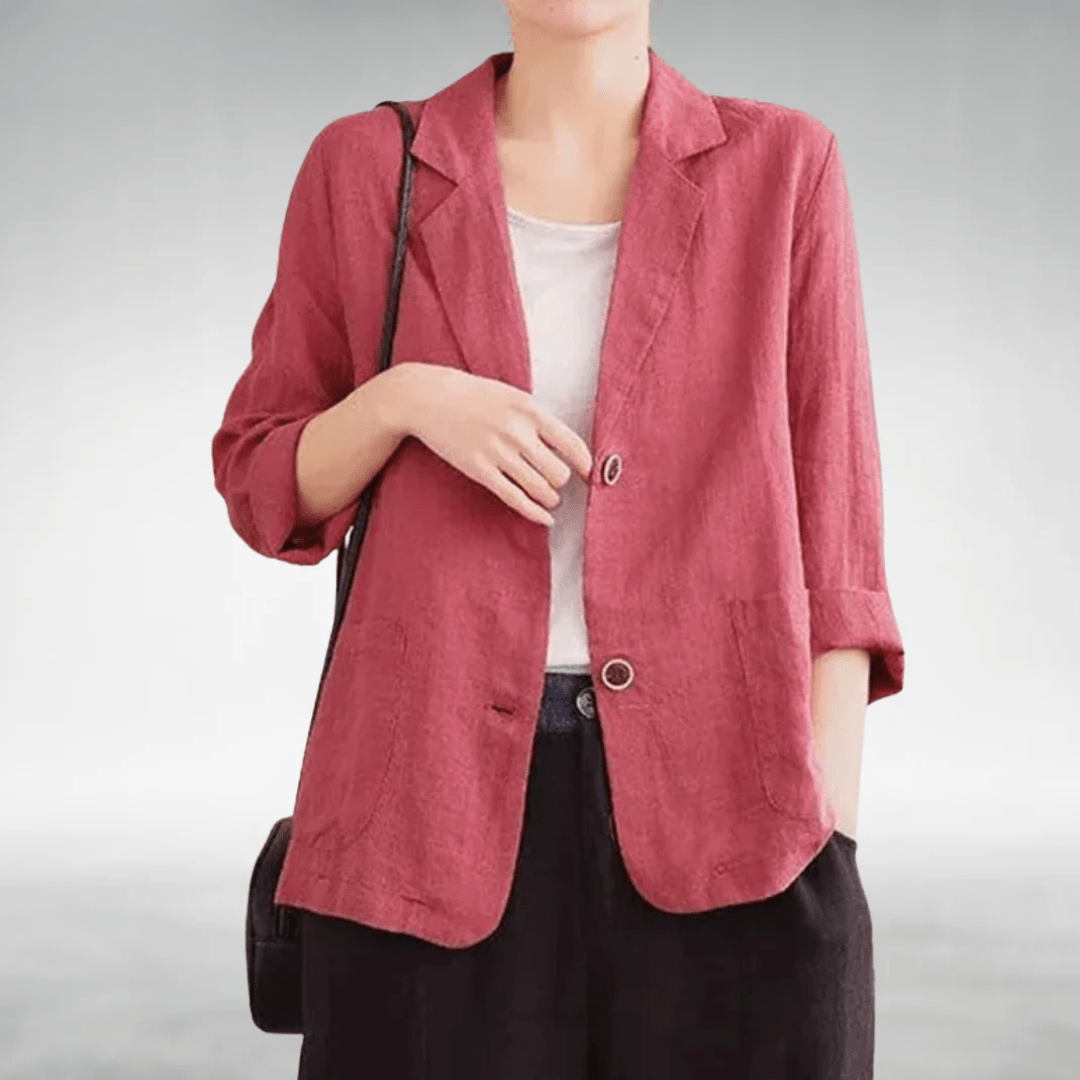 Azalée | Blazer en Lin à Poches Plaquées