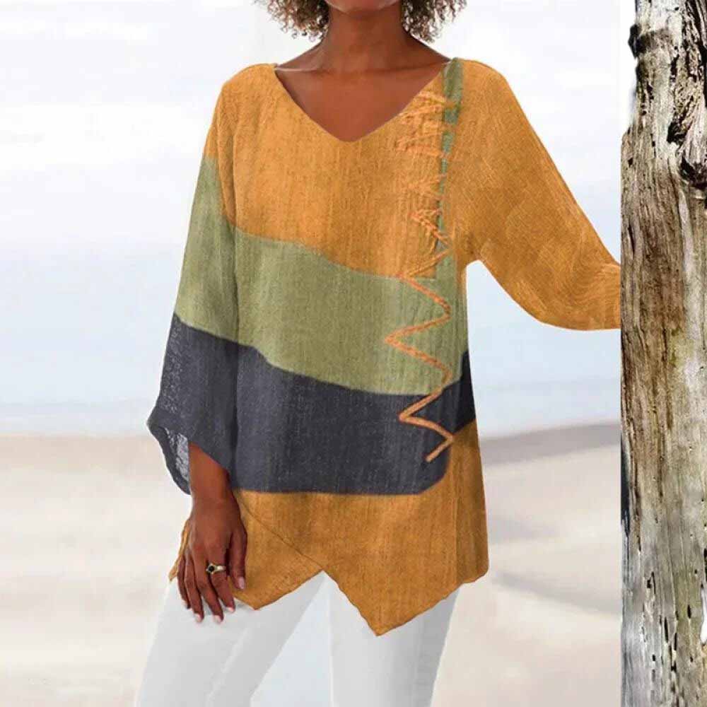 Aurelia | Tunique en Lin à Empiècements Colorés