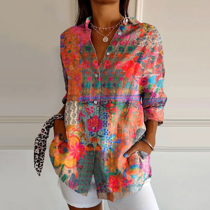 Melle | Chemise à Imprimé Patchwork Fleuri