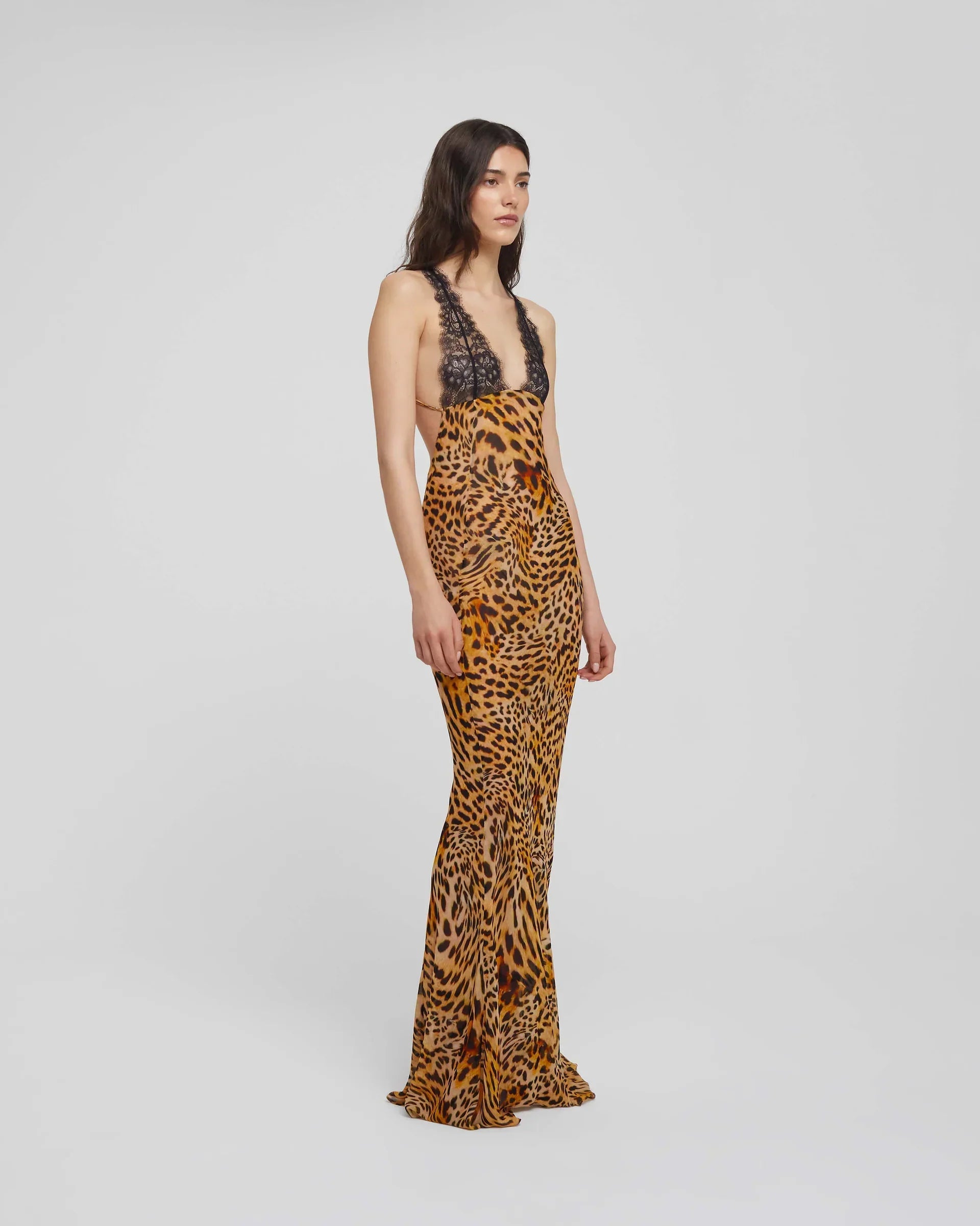 Noémie | Robe Maxi Léopard avec Dentelle