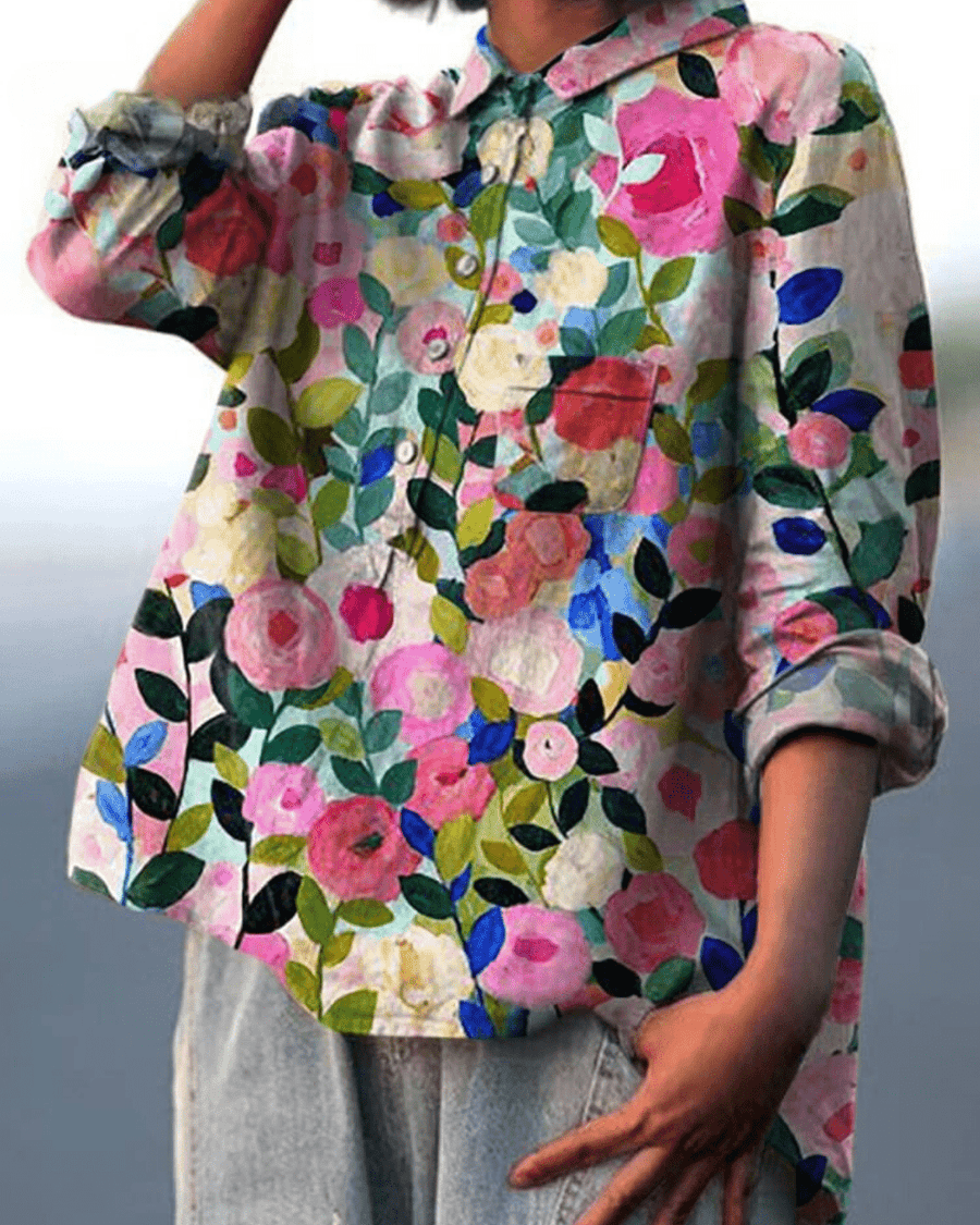 Lila | Chemise Fleurie à Base Plongeante