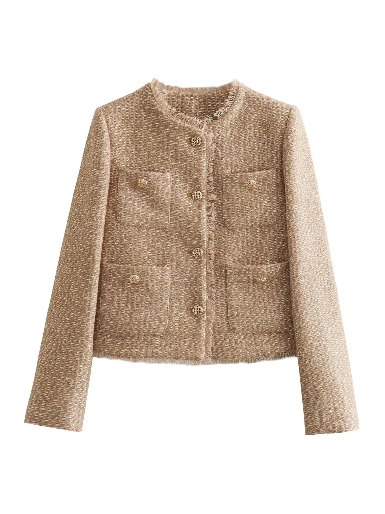 Alice | Veste Courte en Tweed à Boutons Dorés
