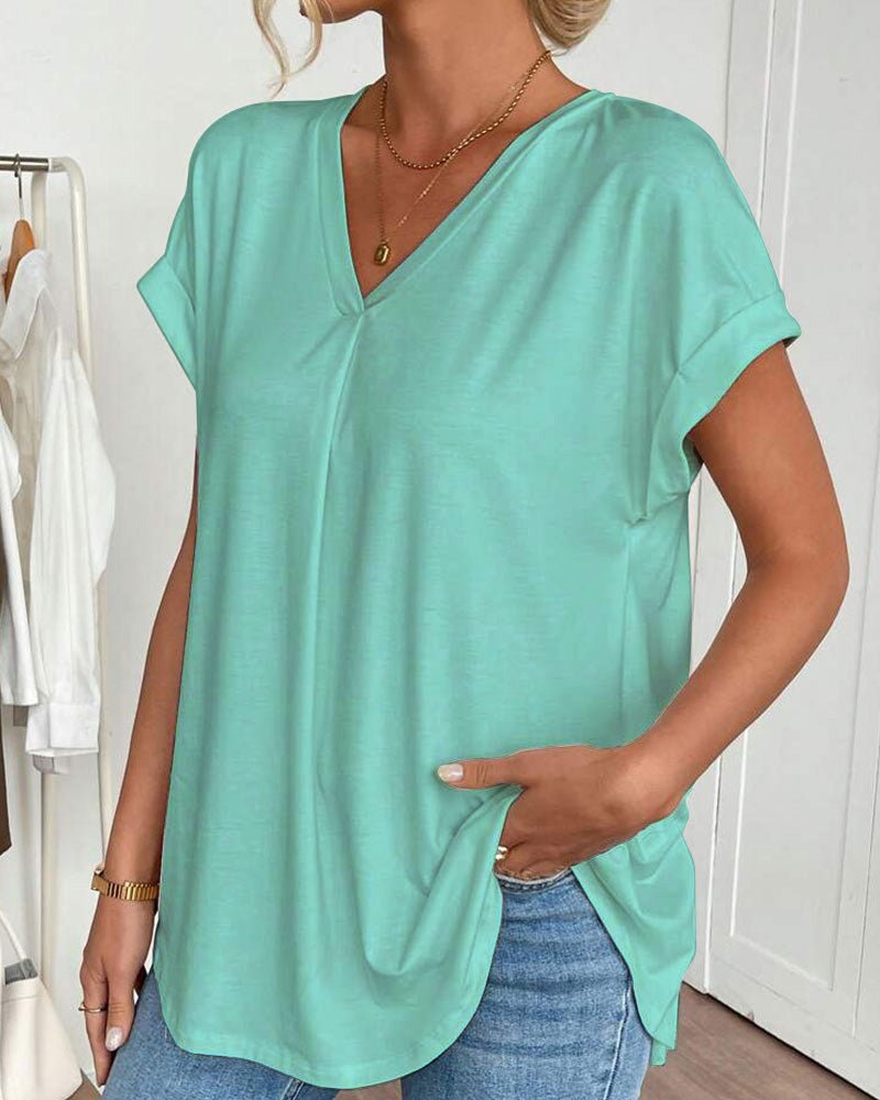 Estella | Top Ample à Col V et Manches à Revers