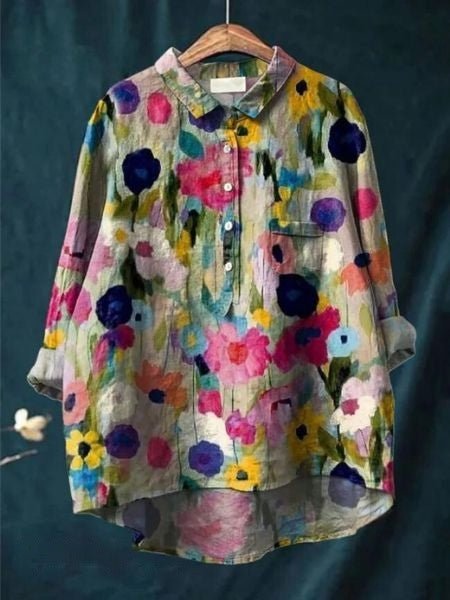 Lila | Chemise Fleurie à Base Plongeante
