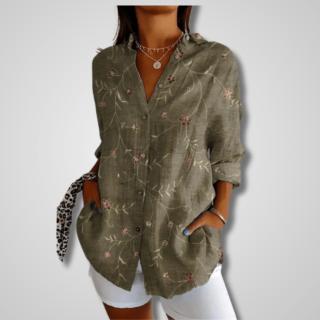Melle | Chemise à Imprimé Patchwork Fleuri