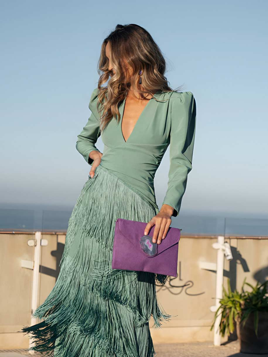 Fantine | Robe Midi à Franges et Manches Longues