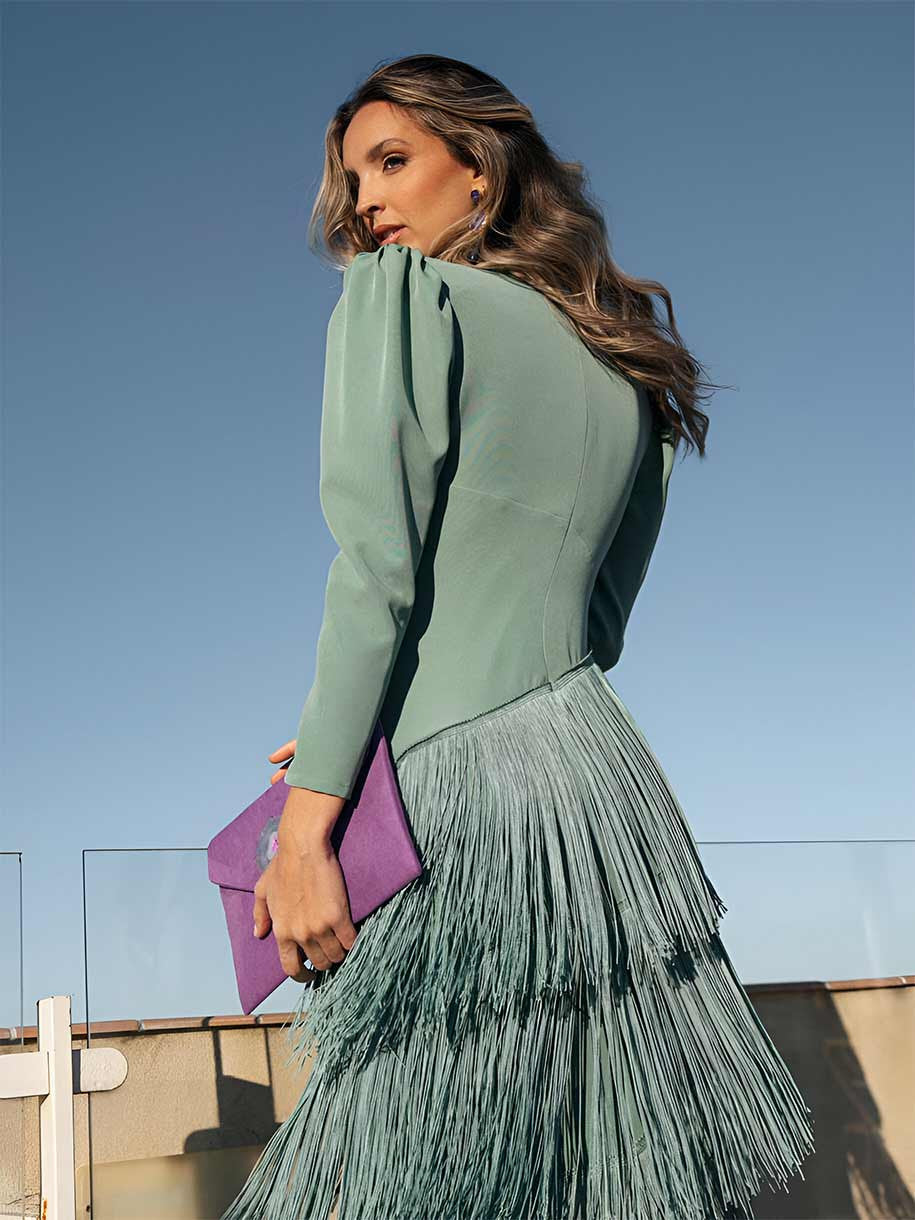 Fantine | Robe Midi à Franges et Manches Longues