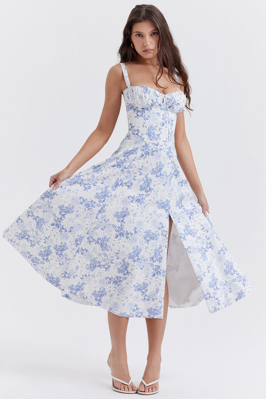 Coraline | Robe Midi Fleurie Flatteuse