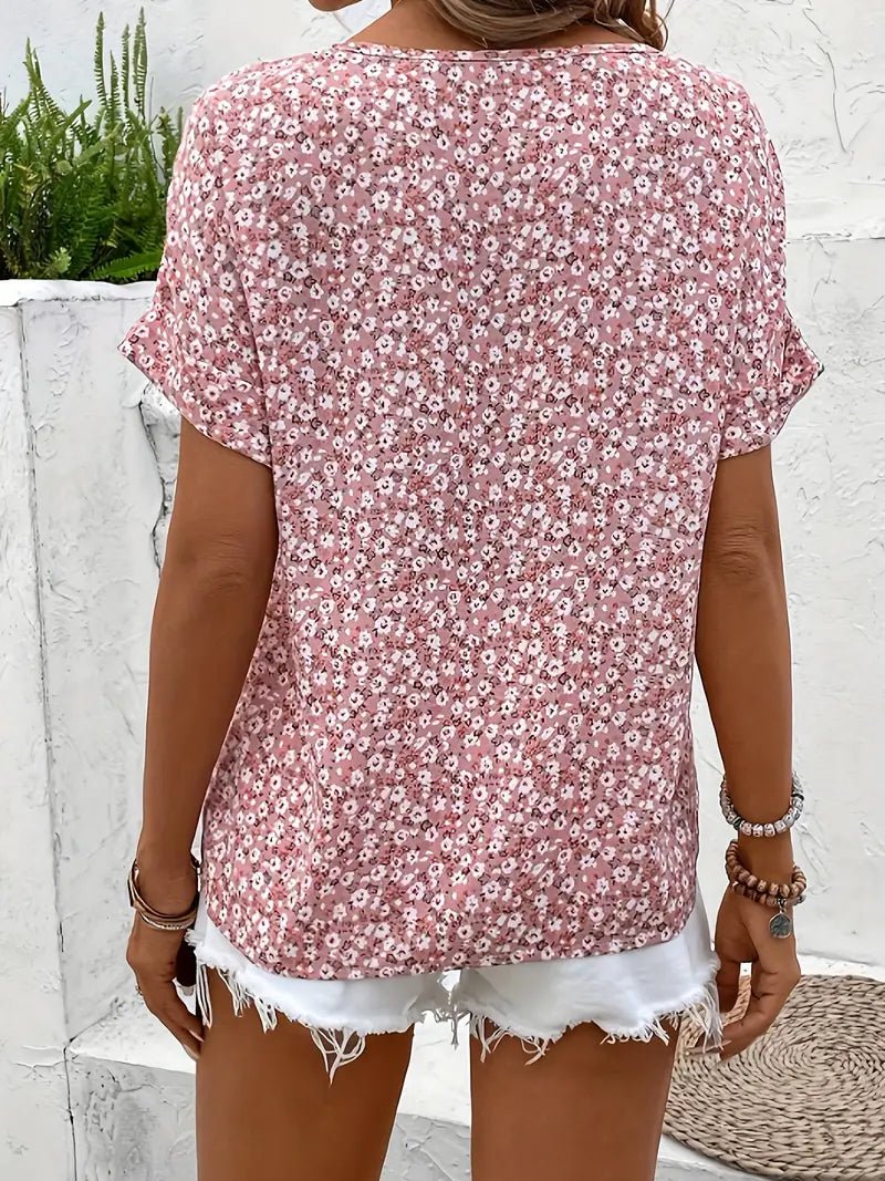 Jelena | Blouse à Fleurettes et Boutons Bois