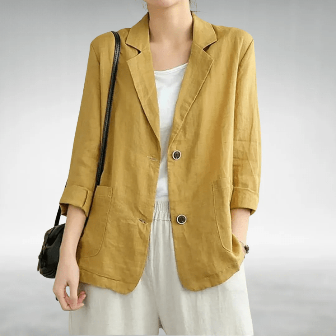 Azalée | Blazer en Lin à Poches Plaquées