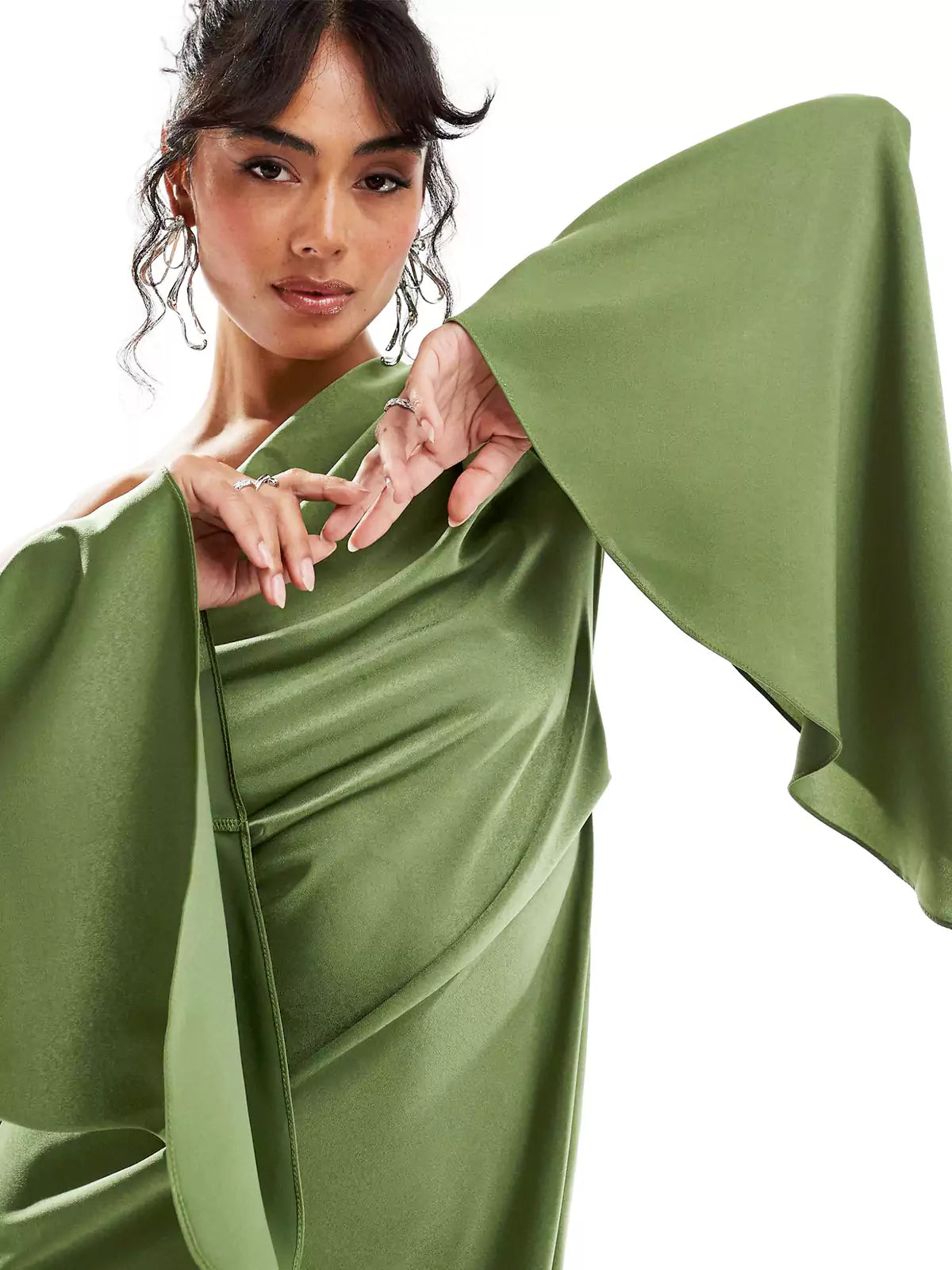 Dora | Robe Maxi Satinée Vert Émeraude
