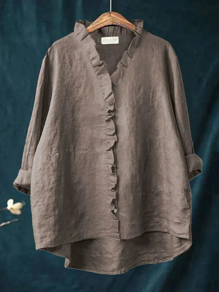 Sanela | Chemise en Coton et Lin à Volant