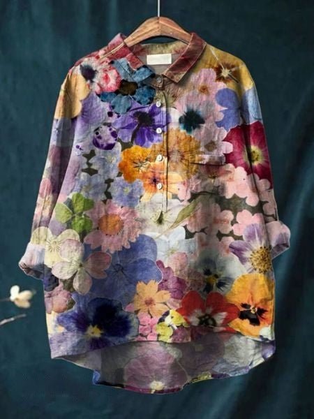 Lila | Chemise Fleurie à Base Plongeante