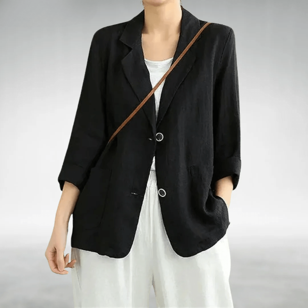 Azalée | Blazer en Lin à Poches Plaquées