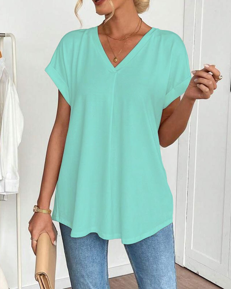 Estella | Top Ample à Col V et Manches à Revers