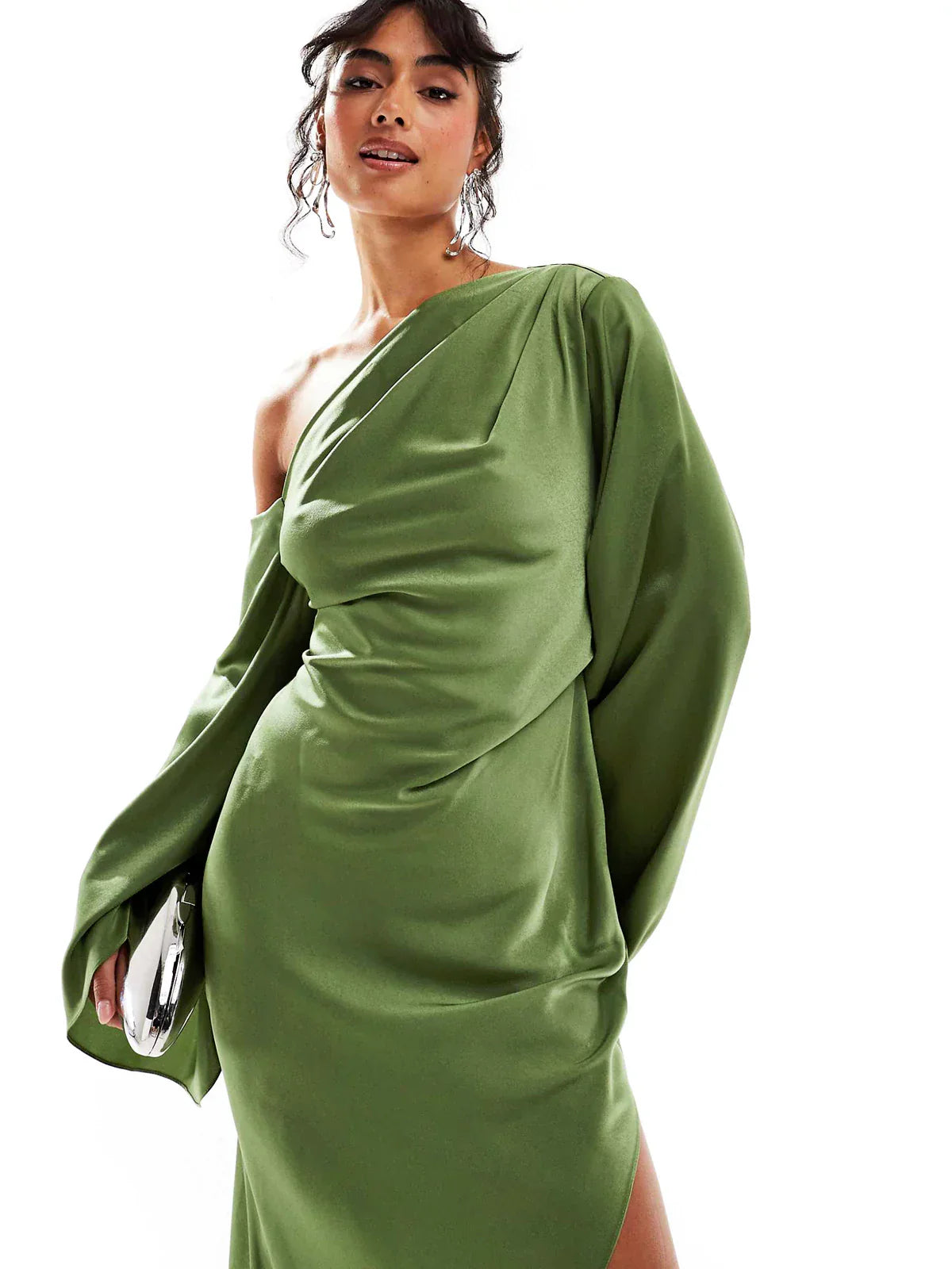 Dora | Robe Maxi Satinée Vert Émeraude