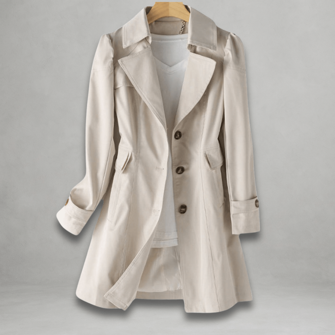 Danielle | Trench-Coat de Mi-Saison à Col Officier