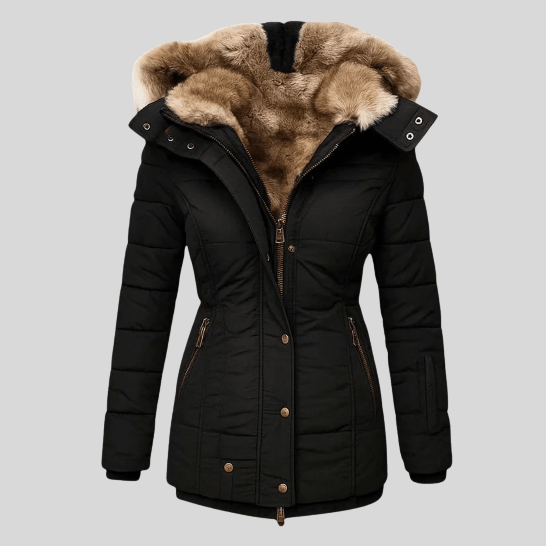 Rosalie | Manteau Chaud à Capuche Bordée de Fourrure