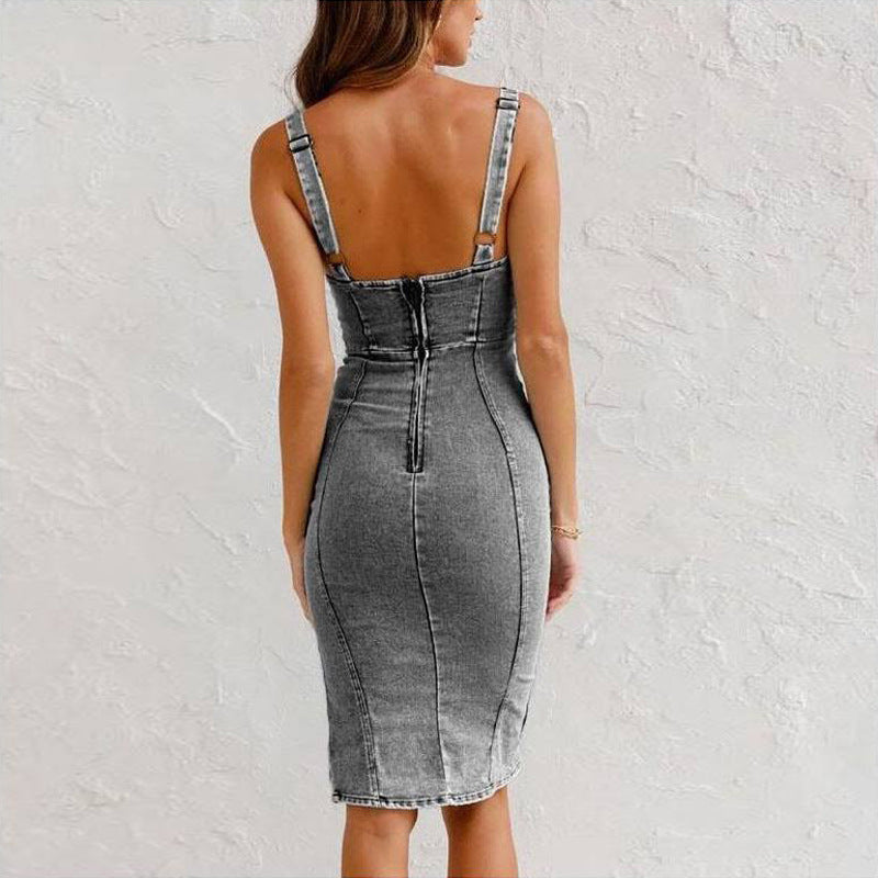 Dahlia | Robe Midi Denim Stretch