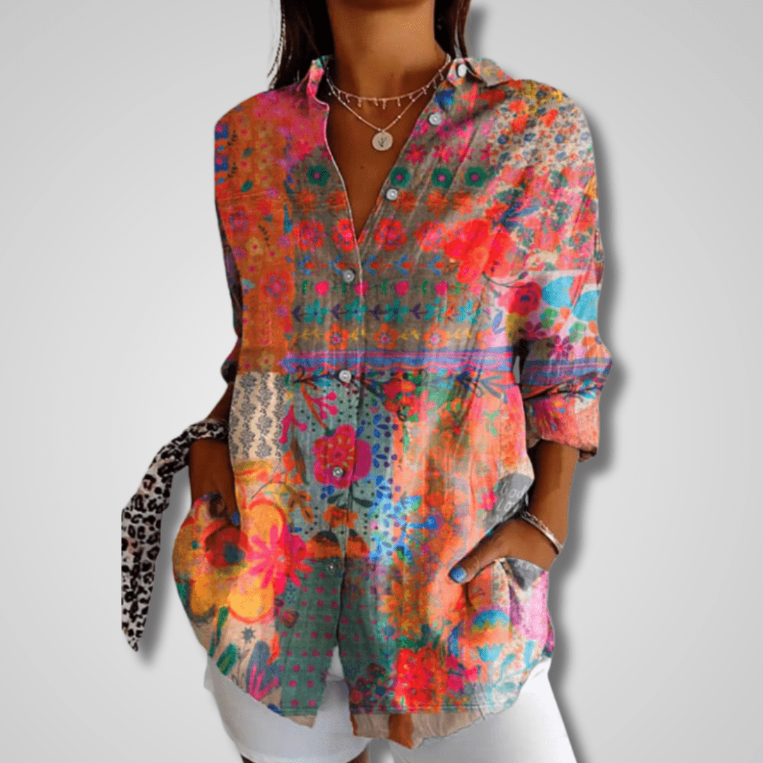 Melle | Chemise à Imprimé Patchwork Fleuri