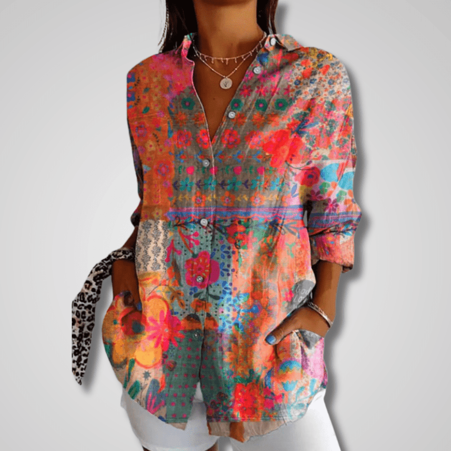 Melle | Chemise à Imprimé Patchwork Fleuri