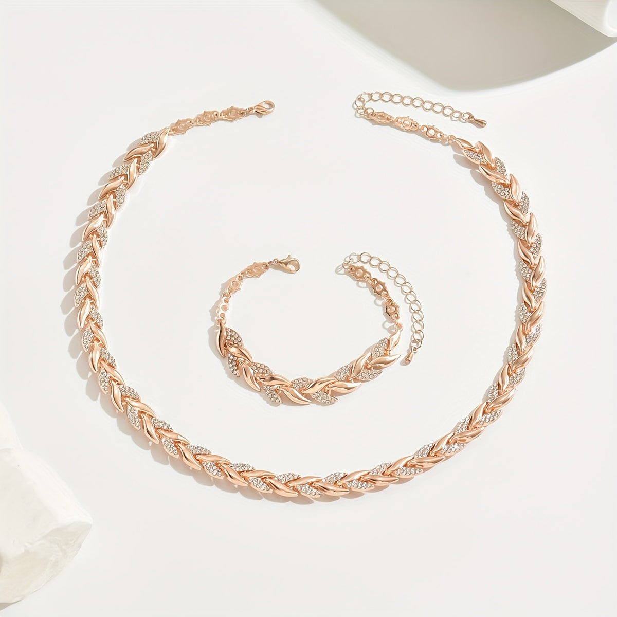 Valentine | Parure Collier & Bracelet Feuillage Scintillant