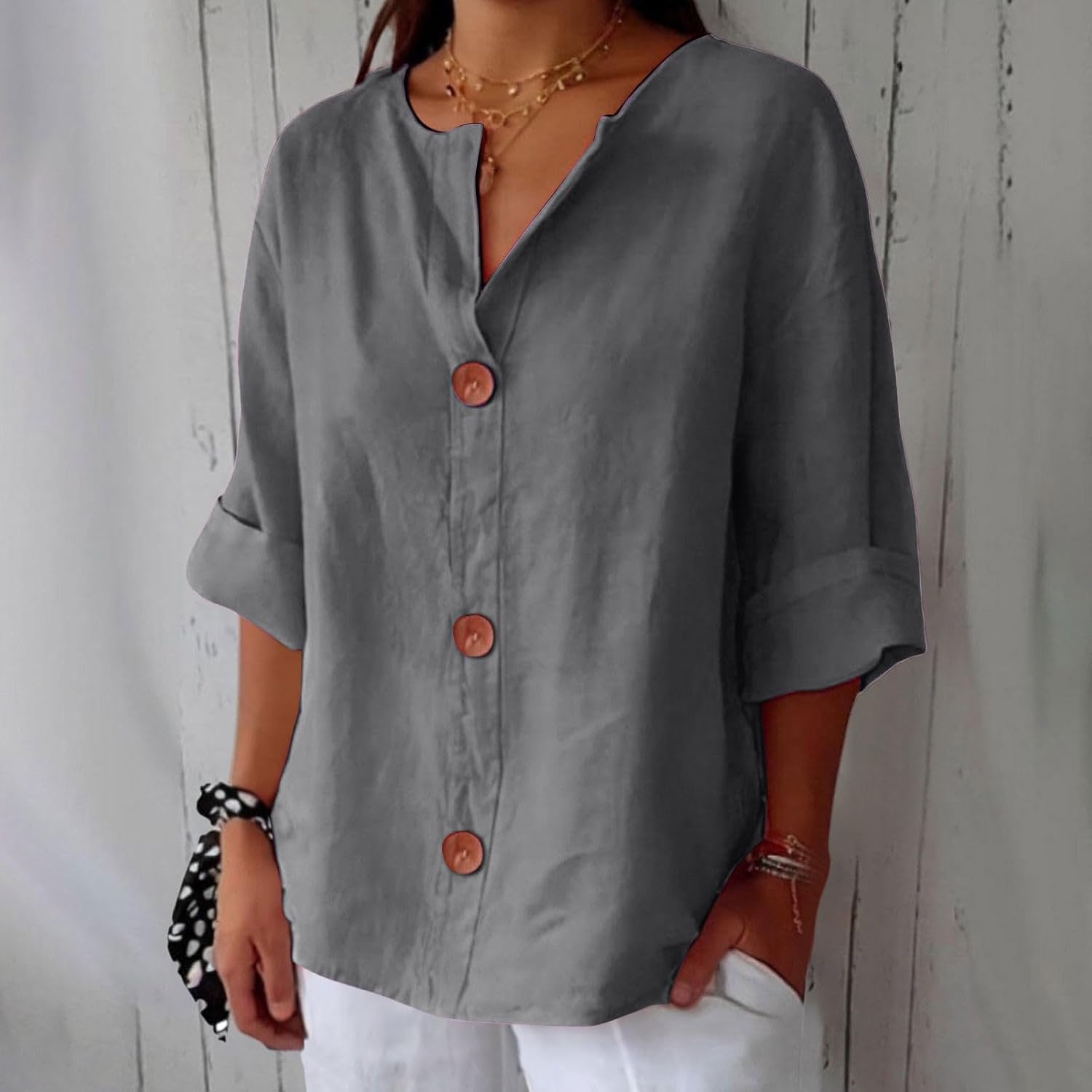 Clara | Blouse en Lin à Gros Boutons
