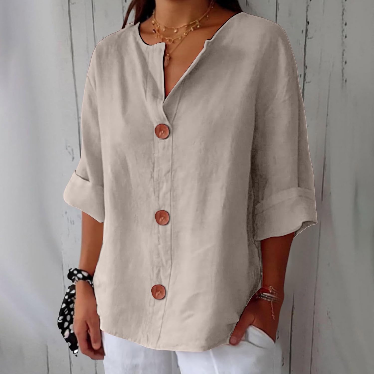 Clara | Blouse en Lin à Gros Boutons