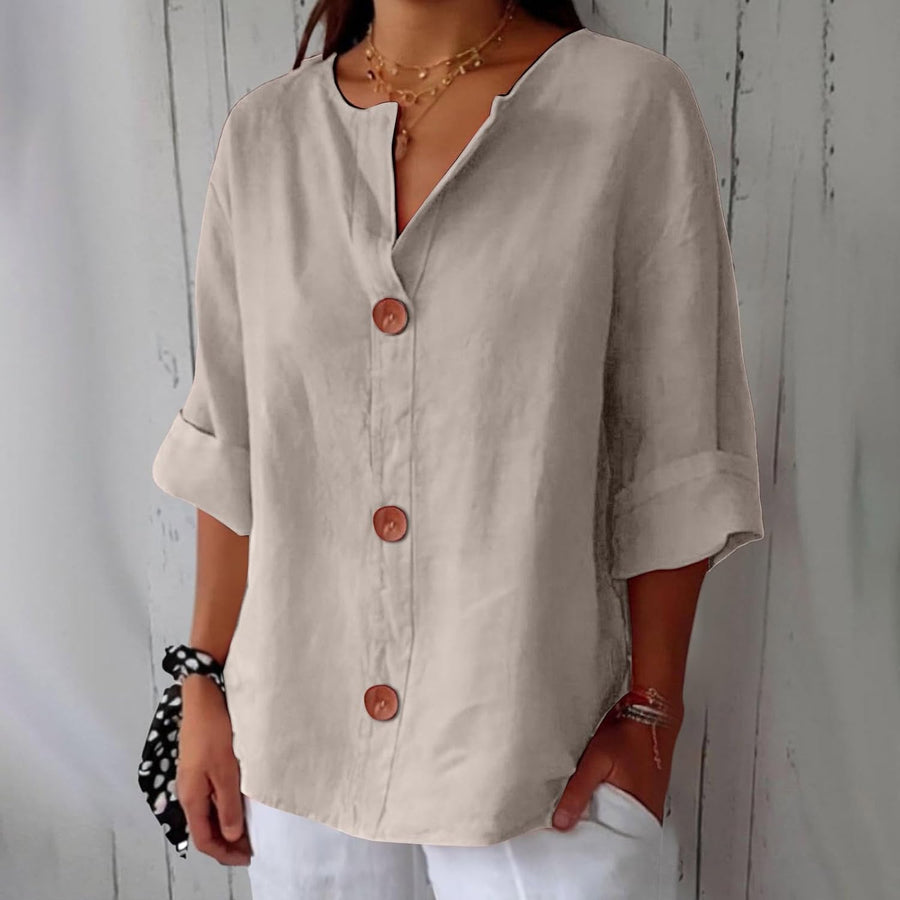 Clara | Blouse en Lin à Gros Boutons