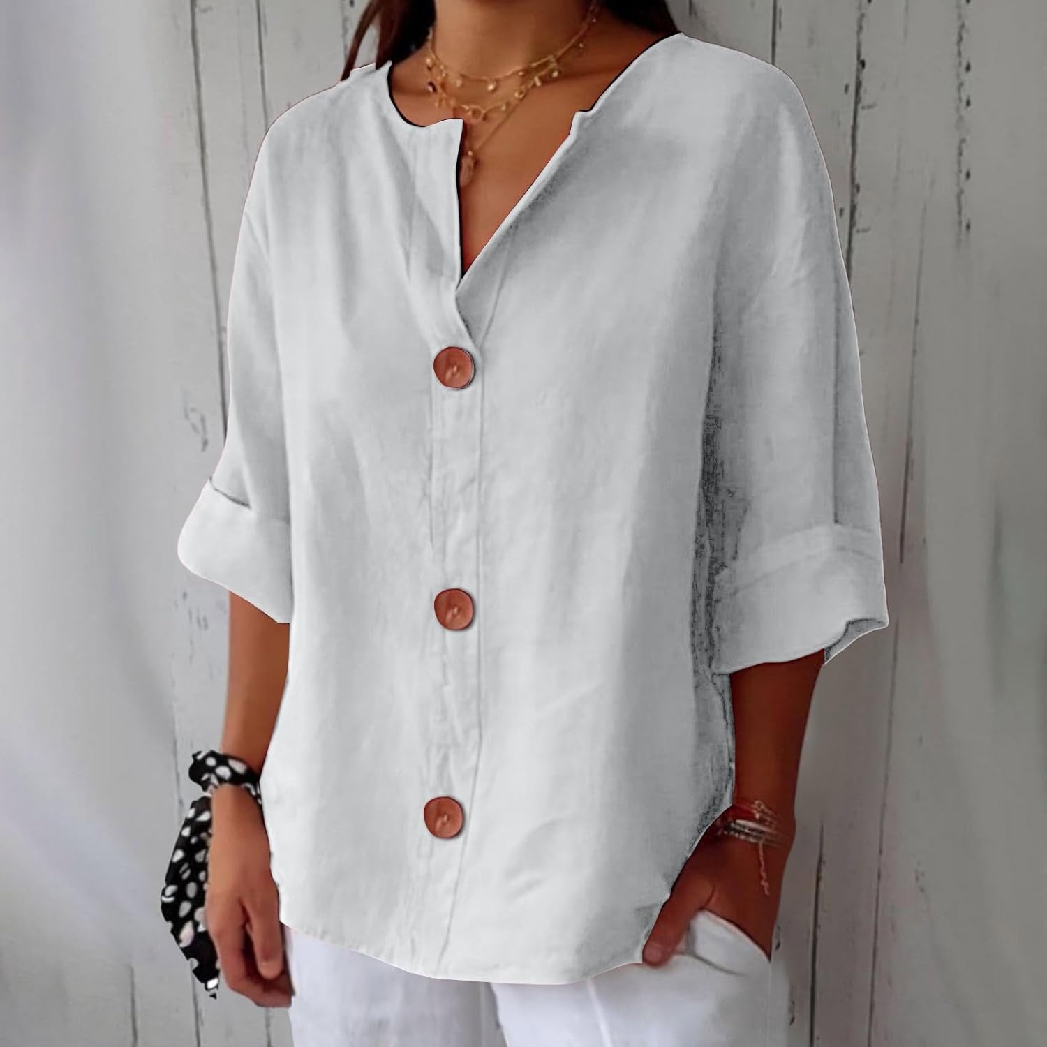 Clara | Blouse en Lin à Gros Boutons