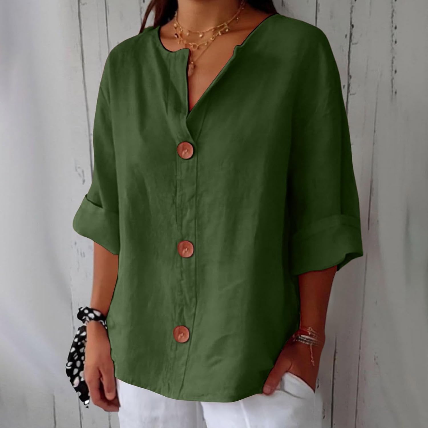Clara | Blouse en Lin à Gros Boutons