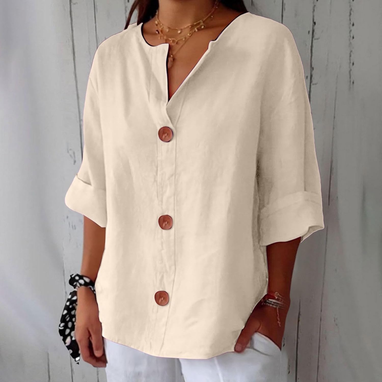 Clara | Blouse en Lin à Gros Boutons