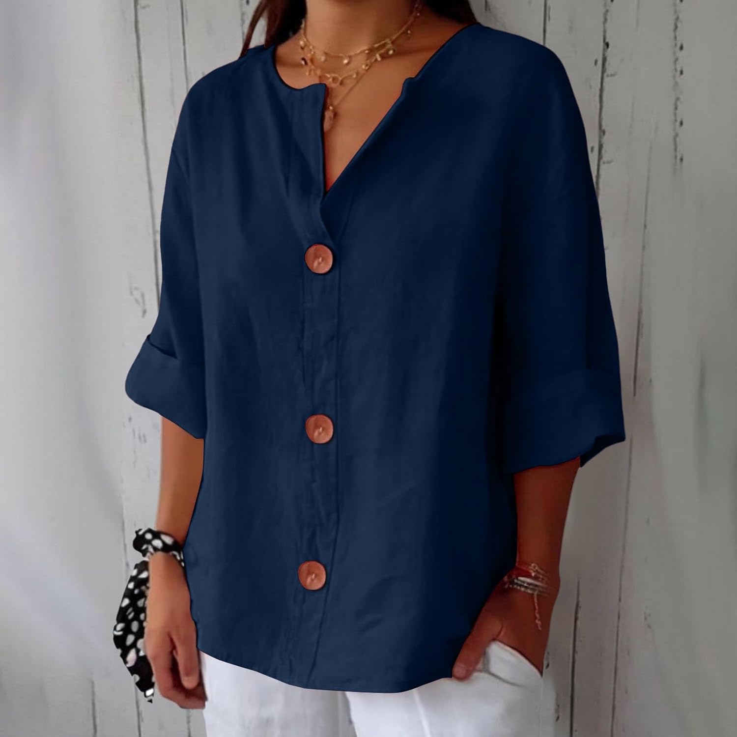 Clara | Blouse en Lin à Gros Boutons