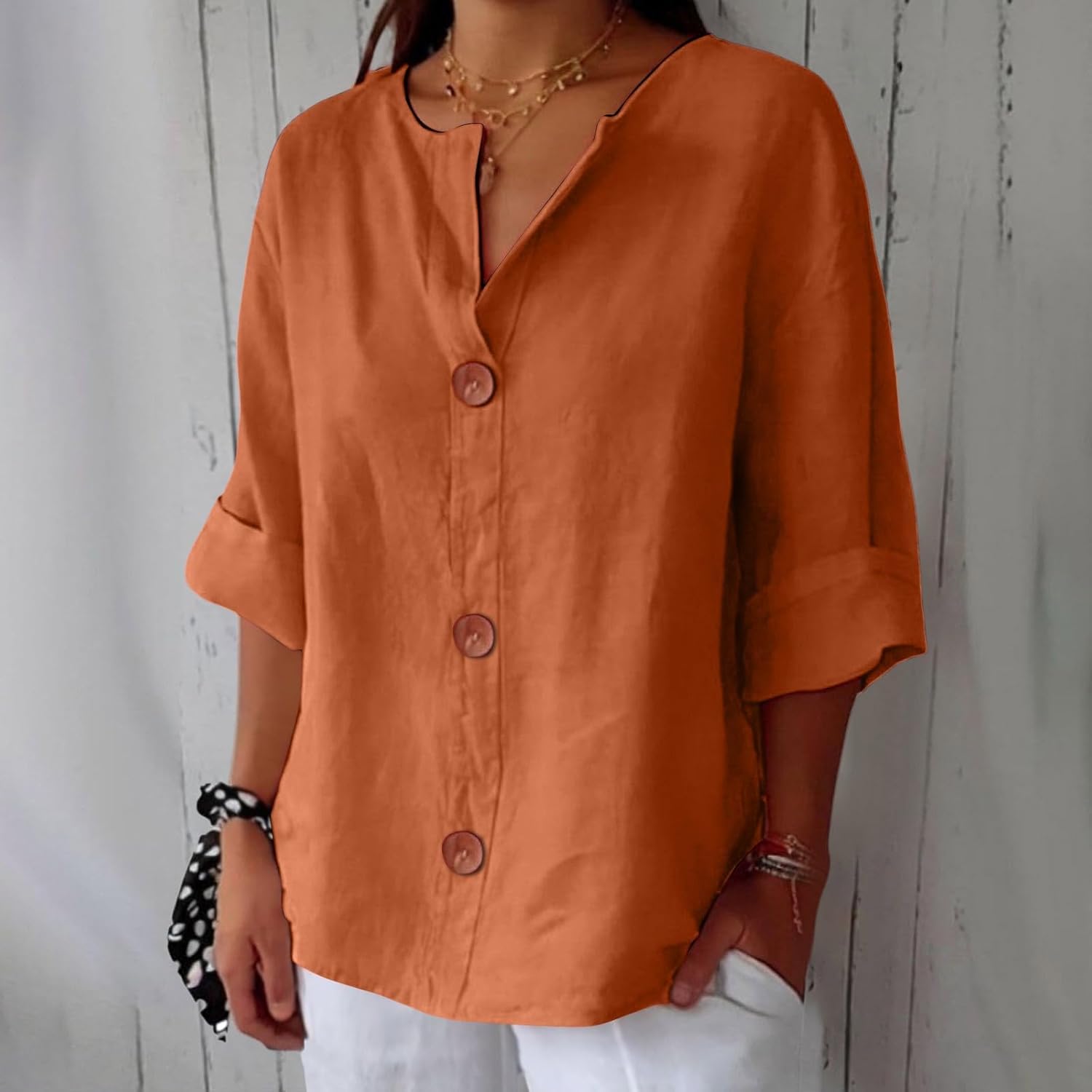 Clara | Blouse en Lin à Gros Boutons